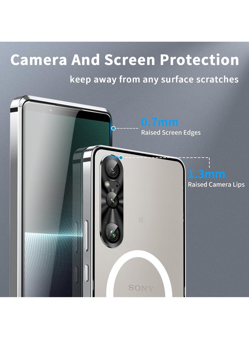 Sony Xperia 1 VI (2024),Magnetic Frosted Anti-Fall Shockproof Case Compatible with Mag-Safe and Wireless Charger,Ultra-Thin Protective Cover with Metal Border - Image 4